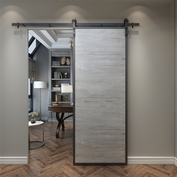 Colonial Elegance Prefinished MDF Barn Door - 37-in x 84-in - Grey