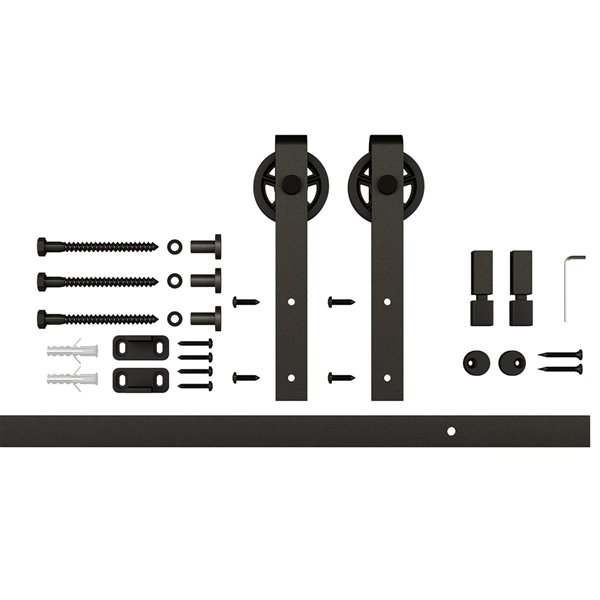 Colonial Elegance Mini Wagon Single Barn Door Hardware Kit - 60-in Track Lenght - Matte Black