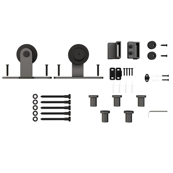 Colonial Elegance Broadway Prefinished Steel Barn Door with Installation Hardware Kit - 37-in x 84-in - Black