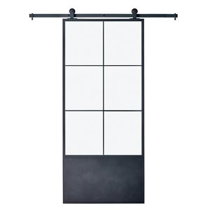 Colonial Elegance Broadway Prefinished Steel Barn Door with Installation Hardware Kit - 37-in x 84-in - Black