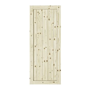 Porte de grange apprêtée en bois de pin Rustic de Colonial Elegance, 42 po x 84 po, naturel