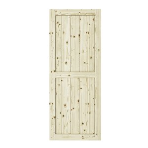 Porte de grange en bois de pin Ranch de Colonial Elegance, 37 po x 84 po, naturel