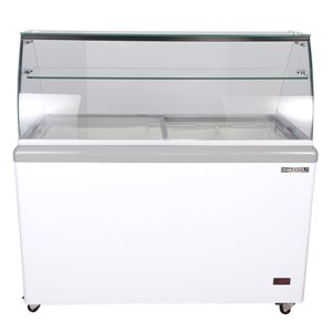 Vitrine à crème glacée avec plateau Maxx Cold, dégivrage automatique, 14 pi³, blanc