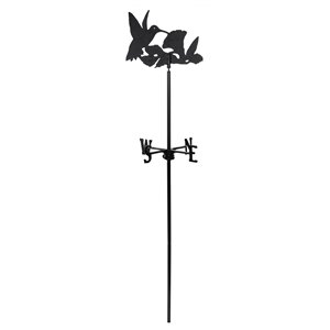 Girouette pour jardin Klassen Bronze avec motif de colibri, fonte d'aluminium noire