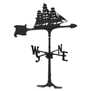 Girouette pour le toit Klassen Bronze avec motif de navire, fonte d'aluminium noire