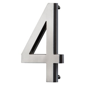 Chiffre d'adresse contemporain PRO-DF, numéro 4, 5 po, nickel satiné