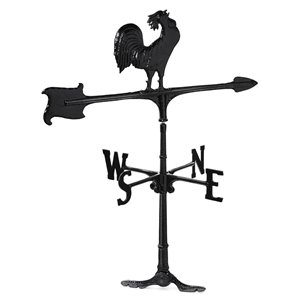 Girouette grand format Klassen Bronze avec motif de coq, fonte d'aluminium noire