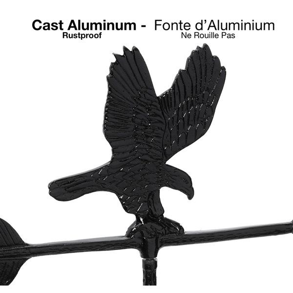 Klassen Bronze Eagle Roof-Mount Weathervane - Black Cast Aluminum