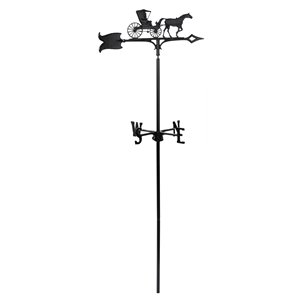 Girouette pour jardin Klassen Bronze avec motif de calèche, fonte d'aluminium noire