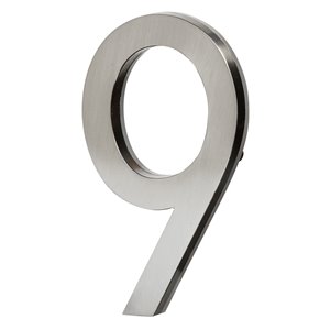 Chiffre d'adresse contemporain PRO-DF, numéro 9, 5 po, nickel satiné