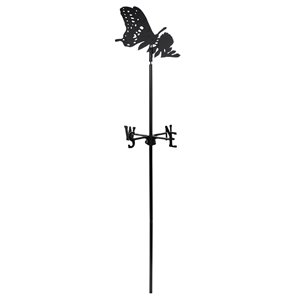 Girouette pour jardin Klassen Bronze avec motif de papillon, fonte d'aluminium noire