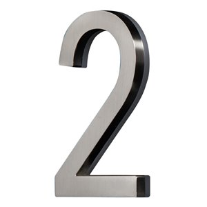 Chiffre d'adresse contemporain PRO-DF, numéro 2, 5 po, nickel satiné
