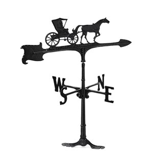 Girouette grand format Klassen Bronze avec motif de calèche, fonte d'aluminium noire