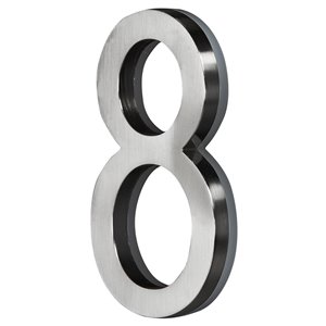 Chiffre d'adresse contemporain PRO-DF, numéro 8, 5 po, nickel satiné