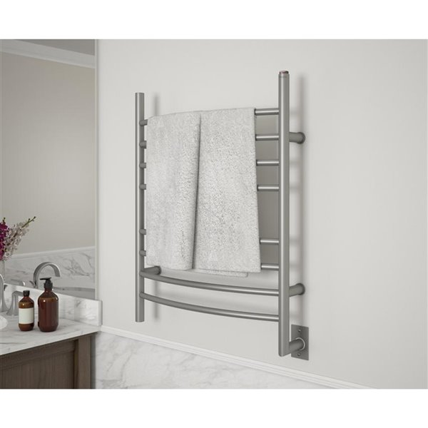 Ancona Comfort 8 Ova Hardwire Towel Warmer with Digital Wall Timer - Brushed Nickel