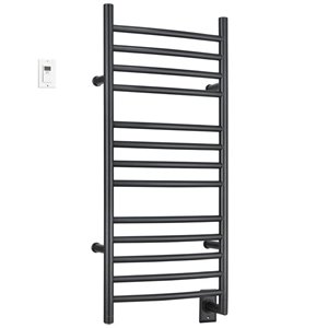 Chauffe-serviette électrique avec minuterie Svelte de Ancona, noir mat