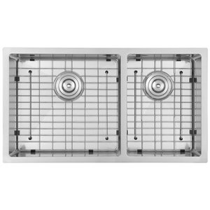 Ancona Prestige Undermount 60/40 Double Bowl Kitchen Sink - 32-in x 18-in - Stainless Steel