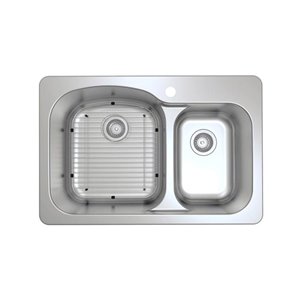 Ancona Tusca Series Dual-Mount 60/40 Double Bowl Kitchen Sink - 33-in x 22-in - Stainless Steel