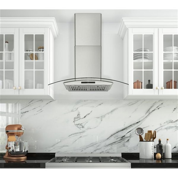 Ancona 36-in Convertible Wall-Mounted Glass Canopy Range Hood - 600 CFM - Stainless Steel