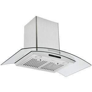 Ancona 36-in Convertible Wall-Mounted Glass Canopy Range Hood - 600 CFM - Stainless Steel