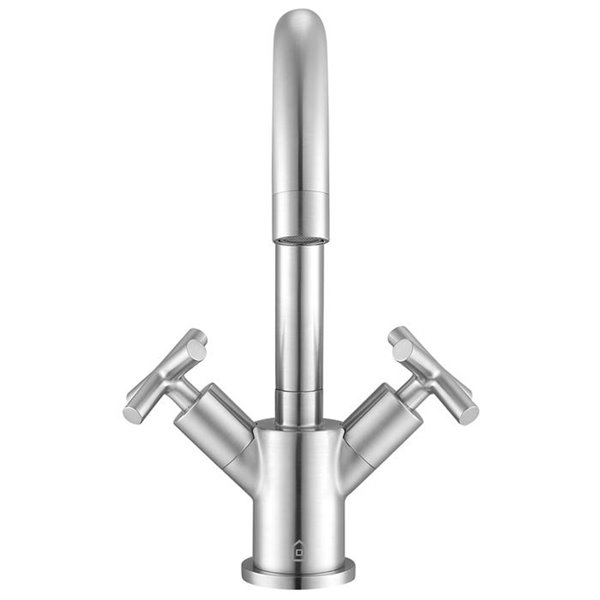 Ancona Ava Series Single-Hole Cross-Handle Bathroom Faucet - Brushed Nickel