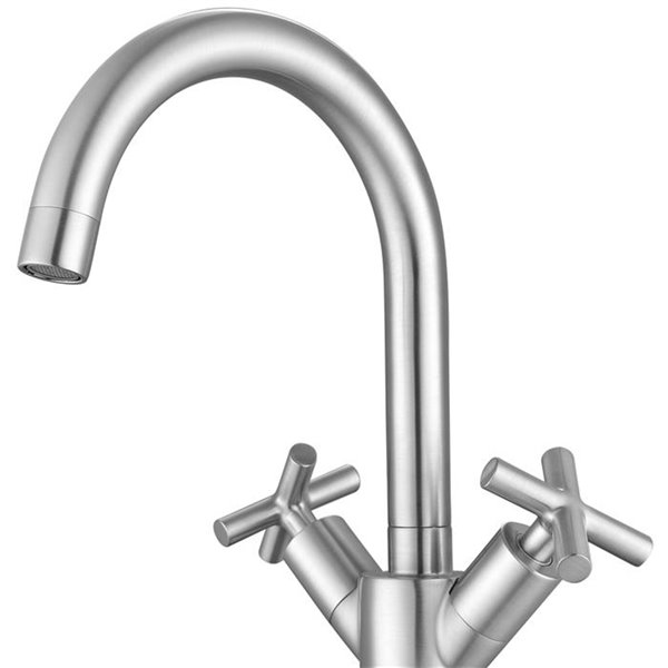 Ancona Ava Series Single-Hole Cross-Handle Bathroom Faucet - Brushed Nickel