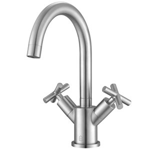 Ancona Ava Series Single-Hole Cross-Handle Bathroom Faucet - Brushed Nickel