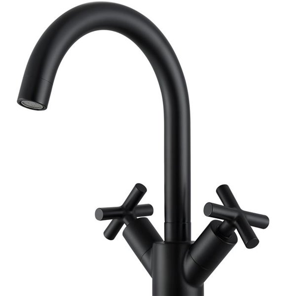 Ancona Ava Series Single-Hole Cross-Handle Bathroom Faucet - Matte Black