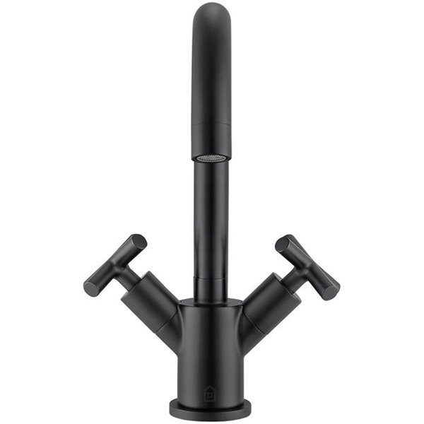 Ancona Ava Series Single-Hole Cross-Handle Bathroom Faucet - Matte Black