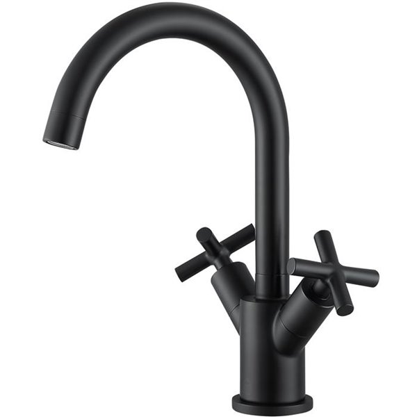 Ancona Ava Series Single-Hole Cross-Handle Bathroom Faucet - Matte Black