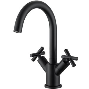 Ancona Ava Series Single-Hole Cross-Handle Bathroom Faucet - Matte Black