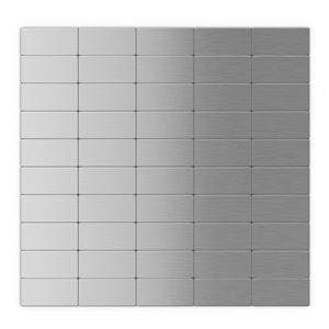 Tuile murale autoadhésive en métal Subway de SpeedTiles, motif de briques, 12,2 po x 11,81 po, acier inoxydable