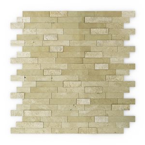 Tuile murale autoadhésive en pierre naturelle Cairo de SpeedTiles, motif linéaire, 11,77 po x 11,57 po, beige
