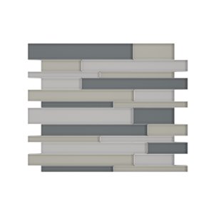 Tuile murale autoadhésive en verre Satya de SpeedTiles, motif linéaire, 12,2 po x 9,72 po, mélange de gris