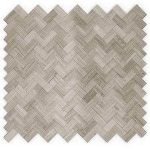 Tuile murale autoadhésive en pierre Maidenhair de SpeedTiles, motif à chevrons, 12,09 po x 11,65 po, gris/beige