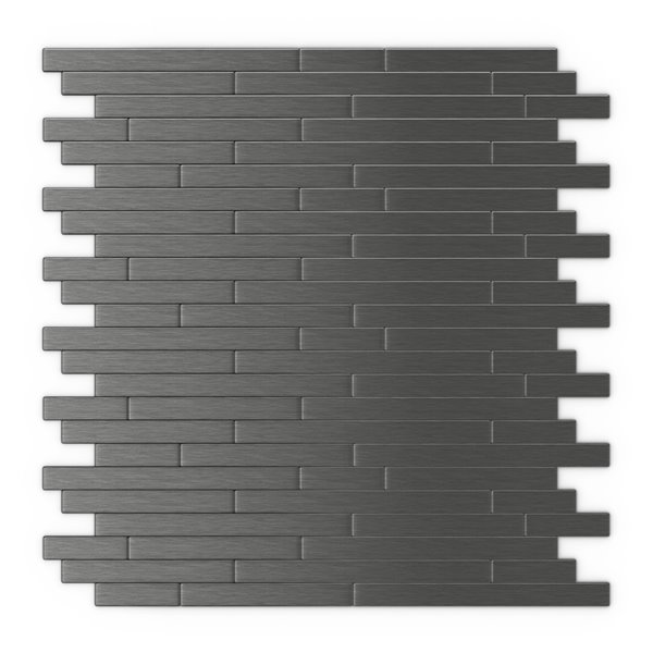 Sdtiles Linox Metal L And Stick Wall Tile Linear Pattern 12 09 In X 11 97 Dark Grey Id812 2 Rona - Metal Self Stick Wall Tiles