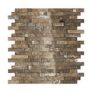 Tuile murale autoadhésive en pierre naturelle Bengal de SpeedTiles, motif linéaire, 11,77 po x 11,57 po, brun pâle