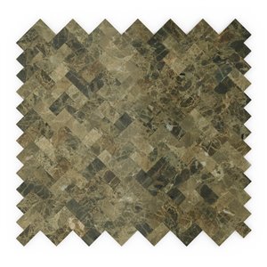 Tuile murale autoadhésive en pierre naturelle Moka de SpeedTiles, motif à chevrons, 12,09 po x 11,65 po, moka