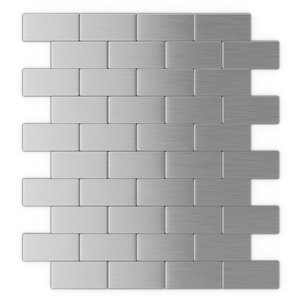 SpeedTiles Brick Metal Peel and Stick Wall Tile - Brick Pattern - 10.98-in x 11.8-in - Stainless Steel