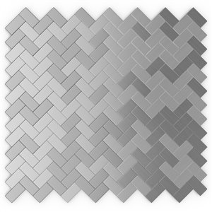 Tuile murale autoadhésive en métal Earl Grey de SpeedTiles, motif à chevrons, 12,09 po x 11,65 po, acier inoxydable