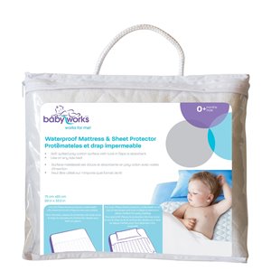 Protecteur de matelas et de draps imperméable de Baby Works, 29,53 po x 33,46 po, blanc cassé