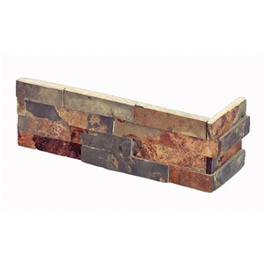 Revêtement mural de coin Ledgestone de MonoSerra 6 po x 18 po x 6 po, 4 pi ca (4 mcx / boite) multicolore