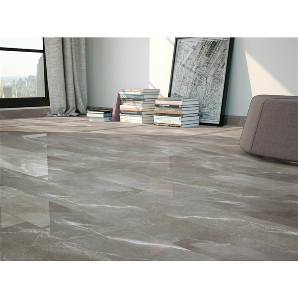 Mono Serra Porcelain Tile 15-in x 30-in Marmi Gray 13.24 sq. ft. / case (4 pcs / case)