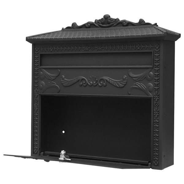 Cast Aluminum Mailbox Black Sand Grain - 3.5-in x 16-in x 15.5-in