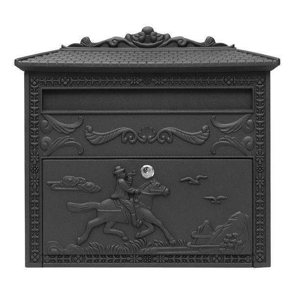 Cast Aluminum Mailbox Black Sand Grain - 3.5-in x 16-in x 15.5-in