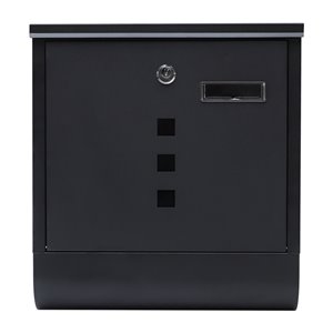 Wall Mounted Mailbox Black Sand Grain - 4-in x 13-in x 12-in