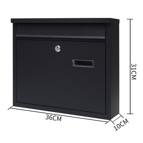 Wall Mounted Mailbox Black Sand Grain - 4.5-in x 12.5-in x 14-in