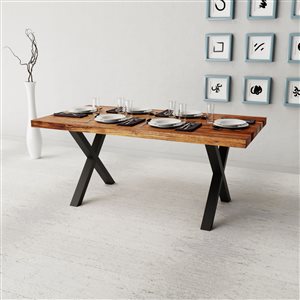 Table de salle à manger Corcoran en acacia gris, 70 po x 36 po