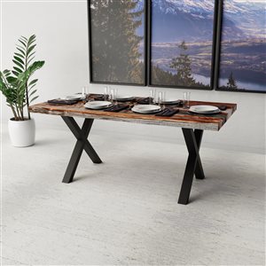 Corcoran Straight Edge Acacia Dining Table - 70-in x 36-in