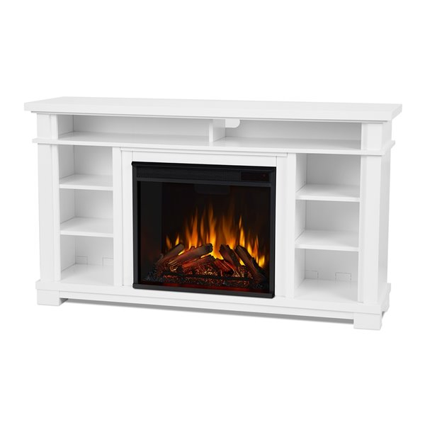 Real Flame Belford 56 12 In W White Fan, Does Electric Fireplace Have Real Flame